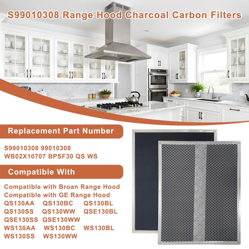 S99010308 Range Hood Charcoal Carbon Filters Replacement For Broan BPSF30