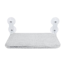 Cat Window Perch, Wireless Cat Window Hammock Foldable with 4 Suction Cups Fixed Frame Breathable Mesh Cat Window Seat Cat Beds (Grey Wool, 45 x 30 cm)