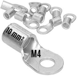 Pack of 10 Kalitec Q10-4 Crimping Cable Lug 10 mm² M4 I Uninsulated I Mandrel Pressing I For Multi-, Fine- and Fine-Strand Conductors I Cable Lug 10 mm²