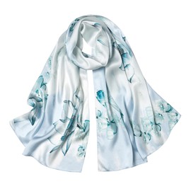 SHIROUYU 100% Mulberry Silk Scarf for Women - Large Shawl, Head Wrap, Neck & Hair Accessory - Gift Packed