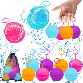 KIKVTER Water Bombs, Reusable, Pack of 8 Water Balloons, Reusable, Reusable Water Bombs, Self-Closing, Water Balloons Reusable for Party Water Battle