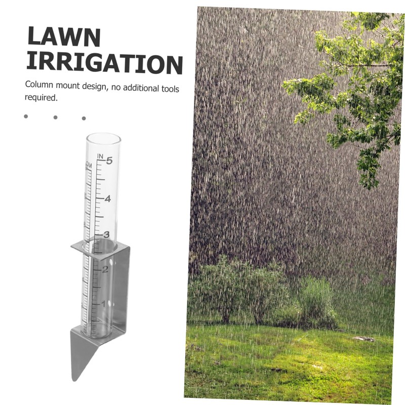Sosoport 1set Lawn Rain Gauge Stainless Steel Rack Accurate Precipitation