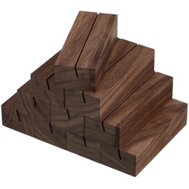 VILLFUL 12Pcs Place Card Holder Walnut Wood Display Stands Rustic Brown Table Number Holders for Wedding Party Events Decoration