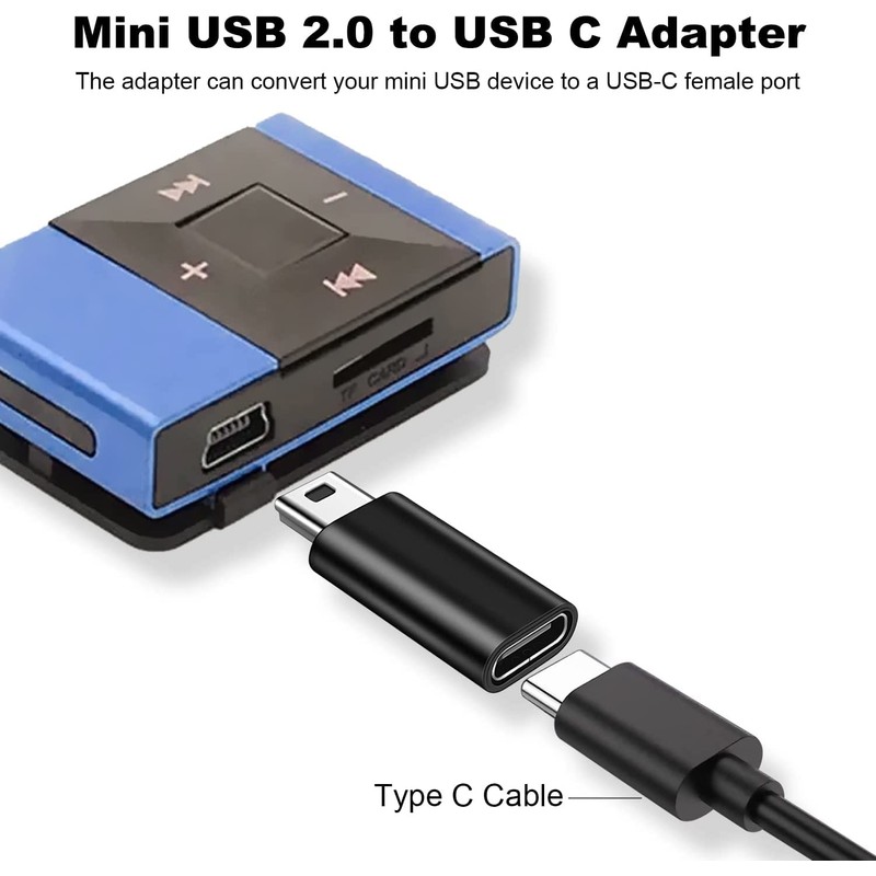 USB C to Mini USB Adapter 2 Pack Type C