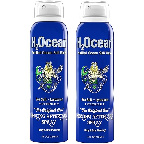 H2Ocean Piercing Aftercare Spray, 4oz Set of 2 Sea Salt