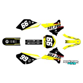 Kalair GFX Graphics Kit for Suzuki DRZ125 (2001-2007) Viper Series Yellow 16 Mil-Dirt pit bike motorcycle stickers,dirtbike racing decal automotive motocross accessories no plastics