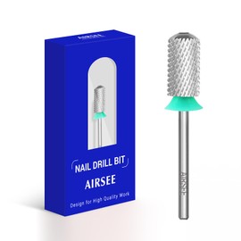 AIRSEE Tungsten Carbide Acrylic Nail Drill Bit Efile Electric File Machine Head Tip for Manicure Polishing Art Remove Gel 3/32" 2 Way Beginner Safety Round Top Cylinder Barrel Coarse-C