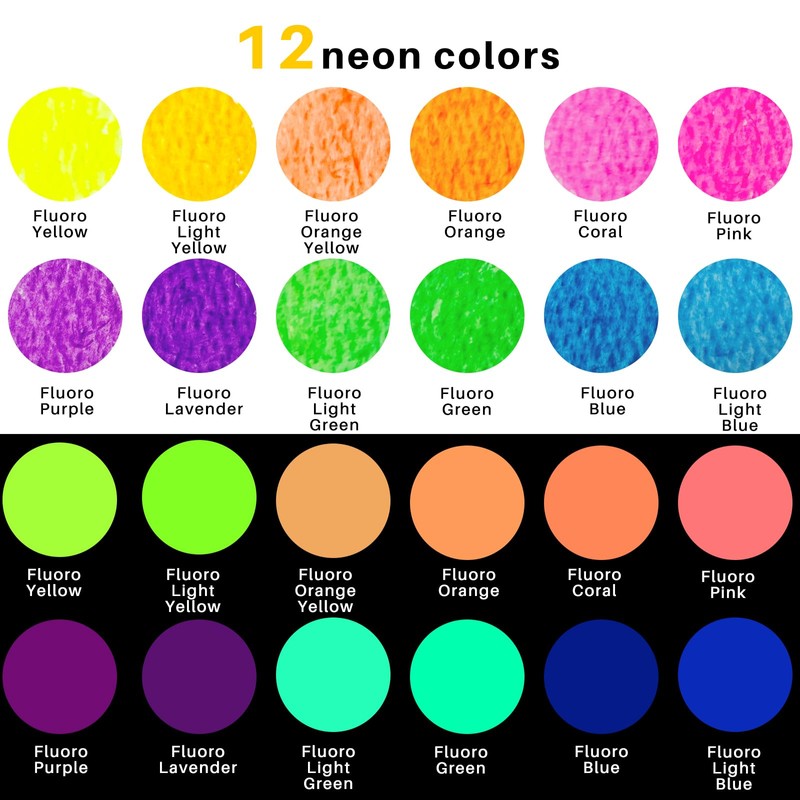 Artecho Tempera Paint Sticks Neon Colors Washable Paint Sticks 12