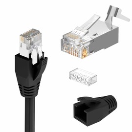 VCE RJ45 Connector CAT7 10 Pack, CAT6A RJ45 Plug Modular Shielded with Boots and Load Bar Black