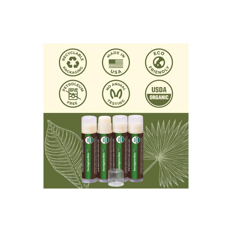 Bálsamo labial orgánico USDA de Earth's Daughter, paquete de 4