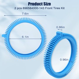 2 Pack 896584000-143 Blue Front Tire Kit with Super Hump - Replacement Pool Cleaner Tires Compatible with Poolvergnuegen Select & Hayward Phoenix Cleaners