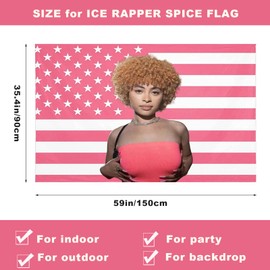 Myqiqi Tapestry Ice Spice Flag American Flags 3x5 ft Tapestry Funny Party Decoration Tapestry for Bedroom Living Room Dorm Wall Hanging (Pink 1)