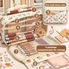 Capybara Pencil Case Multi-Layer School Set with Keychain, Stickers, Brooch,