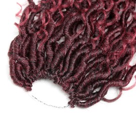 Aipin Goddess Locs Crochet Hair 14 Inch Boho River Locs Hippie Locs Wavy Crochet With Curly Hair In Middle And Ends Braids Hair Extensions (7Packs,14 inch, TBUG)