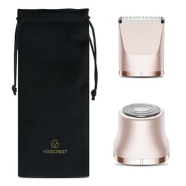 VG VOGCREST Bikini Trimmer Replacement Head: Compact Portable Painless Hair Removal & Precision Shaving Set for Women - Home Travel Bikini Area Use with Rotary Shaver Head & Storage Bag(Rose Gold)