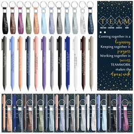 Sayglossy 24 Set Team Appreciation Gifts Bulk Inspirational Silicone Keychains Pens Bookmarks with Opp Bags Thank You Gifts for Employee Coworker Staff Teamwork Gifts Office Party Favors