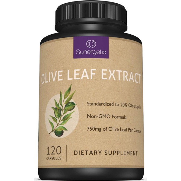 Premium Olive Leaf Extract Capsules – Standardized to 20% Oleuropein – Super Strength Olive Leaf Exact Supplement Supports Immune System & Cardiovascular Health – 750mg Per Capsule – 120 Capsules