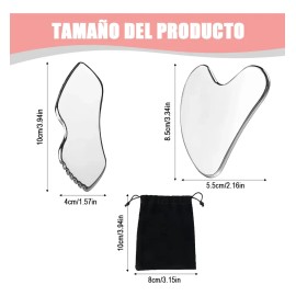 2pzs Gua Sha Facial Grande Acero Inoxidable Masajes Cuello