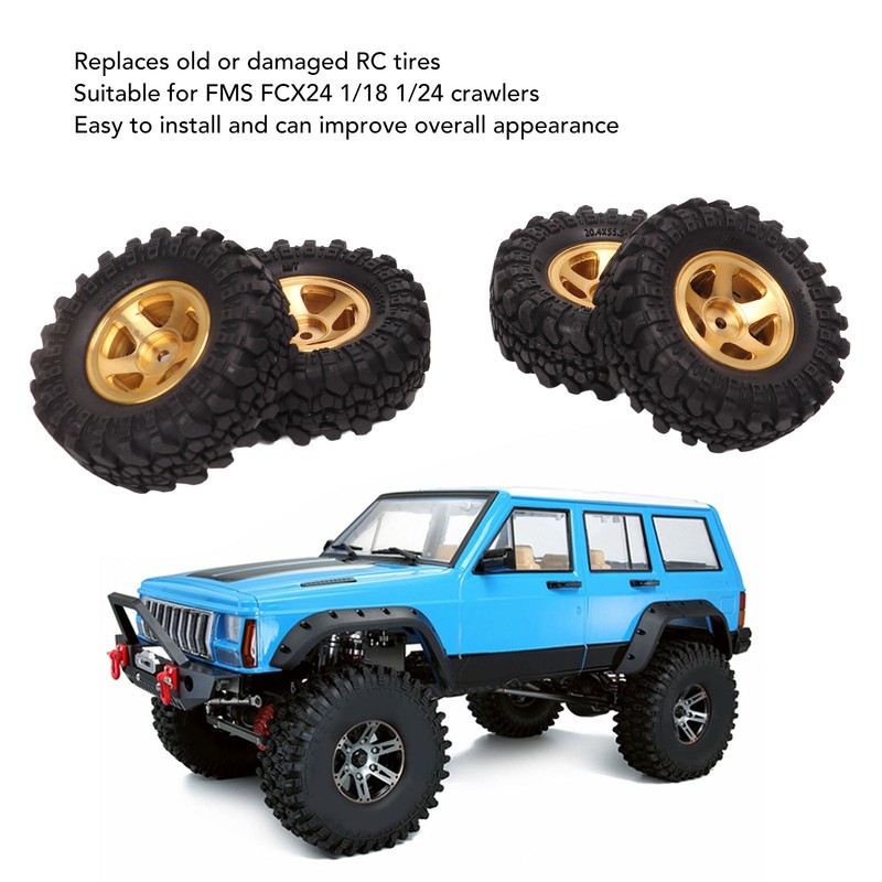 1 Inch RC Tires Brass Wheel Hub Rubber RC Car