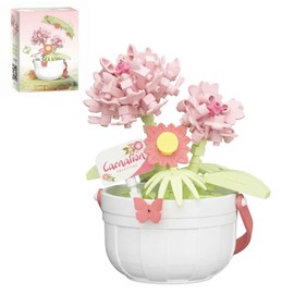 WHIZGO Carnation Mini Flower Plant Building Set, Botanicals Bouquet of Carnation Mini Flowers Building Blocks for Adults, Ages 8 9 10+, Gifts for Birthdays for Her, Flowers for Home Office, Room Decor