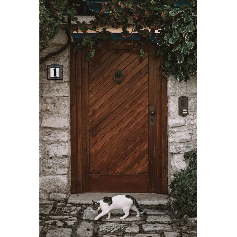 Outdoor Door Numbers Enamelled Ceramic Hand Painted with Dry Cord