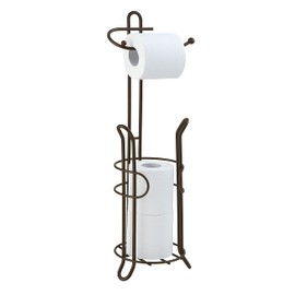 SunnyPoint Freestanding Toilet Paper Holder with Storage – Holds 3 Spare Rolls, Heavy-Duty Steel, Oil Bronze Finish, Easy Assembly, Space-Saving Bathroom Organizer