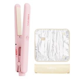 VODANA Pocket Mini Flat Iron, Travel Hair Straightening Iron, Pouch Included, Small Lightweight (Pink Vanilla)…