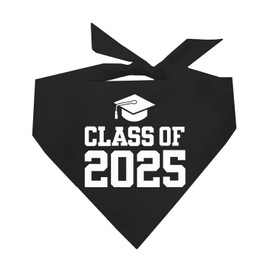 Class of 2025 Dog Bandana | 100% Cotton Triangle | School Graduation Ceremony Party | Mom Dad Graduating Prop | 644 Black, One Size