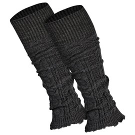 Piarini ® Women's Knit Leg Warmers plain fashionable colour Leg Warmers One Size - Grey - One Size