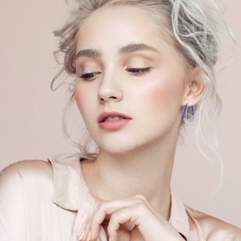 Rhodium Plated Purple and White Gradient Crystal Hoop Earrings for Women Fashion Jewelry