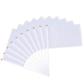 STOBOK Mini Hand Flag Plain DIY Hand Waving Flags Portable Referees Sports Match Equipment - 24pcs, White