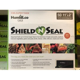 Shield N Seal 11"x24" Vacuum Seal Storage Bags 50pc (5mil, BLACK/CLEAR, SNS300)