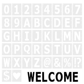 JJUNW 42-Piece Letter Stencil Set, Reusable Letters Numbers Sign Stencils, Washable Plastic Number Stencils, Alphabet Stencil for DIY Wooden Signs, Painting, Crafts (2 Inches)