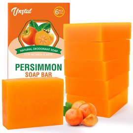 6PCS Persimmon Soap Bar for Body Odor Control, Cleansing Body Odor for Old People Smell, Natural Refreshing Bar Soap, Body Care for Strong Smell, Deeply Cleansing & Moisturizing for Women & Men