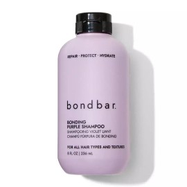 Bondbar 퍼플 브라이트닝 샴푸, 금발, 밝은 흰머리용, 황동 중화, 회복, 보호, 수분 공급, 비건, 동물 실험 Bondbar Purple Brightening Shampoo for Blonde, Lightened Hair, Brass Neutralizing, Recovering, Protecting, Moisturizing, Vegan, Cruelty-Free