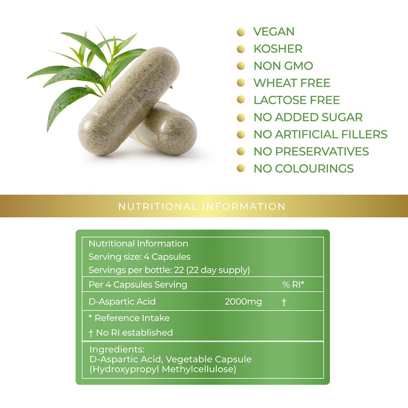 Lily Green | D-Aspartic Acid 2000mg per Serving | 90