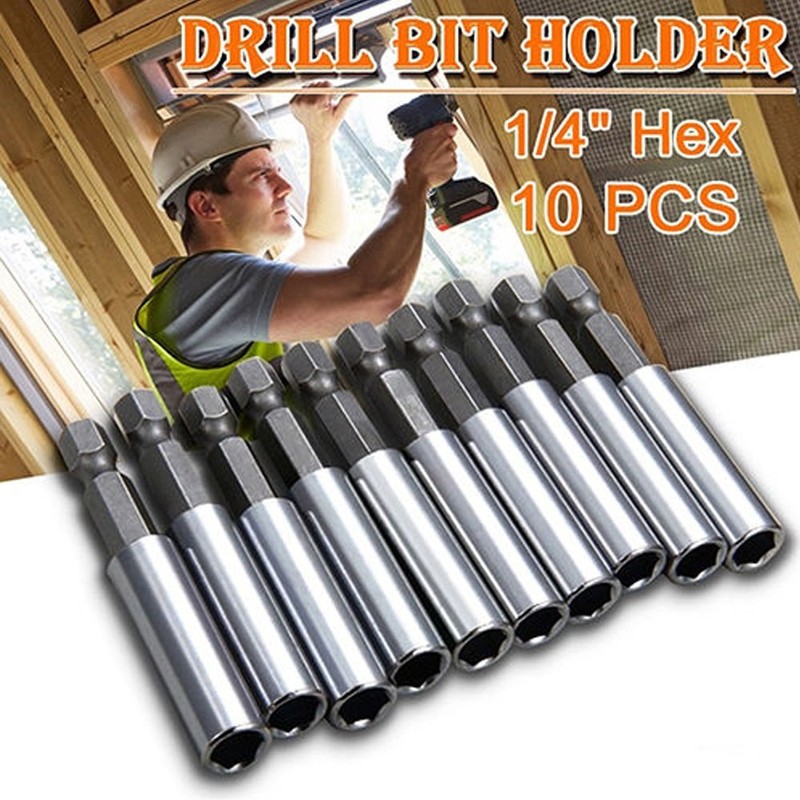 Magnetic bit holder,Delaman 10Pcs Magnetic Screwdriver Extension Socket Drill Bit