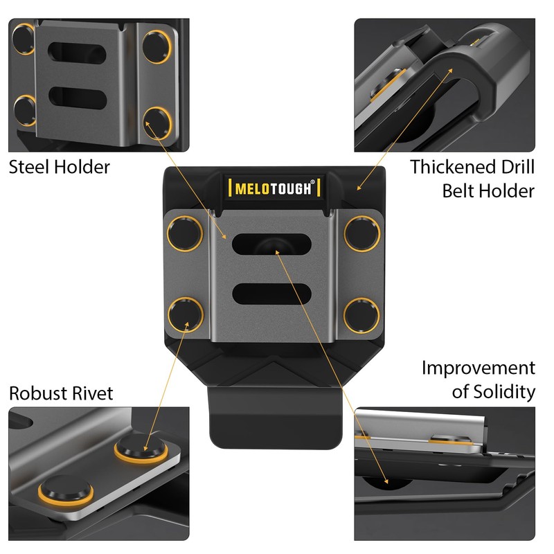 MELOTOUGH Drill Holder for Tool Belt,Drill Belt Clip,Drill Holster,Tape Measure