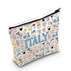 Italy Cosmetic Bag Italian Gift Italy Anniversary Bag Italy Trip Makeup Bag Travel Lover Gift Italian Summer Zipper Bag (ITALY Bag CA)