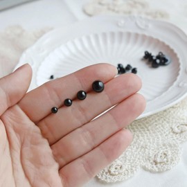 4mm/0.16‘’, 5mm/0.2‘’, 6mm/0.24‘’, 8mm/0.31‘’, 10mm/0.39‘’ Tiny Black Eyes, Round Shank Buttons, Mushroom Shaped Buttons, Domed Animal Eyes, Doll Blouse Shirt Buttons (10PCS)