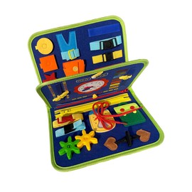 Busy Board for Toddlers 1-3, Busy Books for Toddlers 1-3, Montessori Toys for Toddlers 1 Year Old, Travel Toys for Toddlers 1-3 for Plane, Toddler Busy Book 1 2 3 Year Old, Quiet Book (Blue)