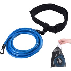 Swimming Belt Adjustable Swimming Resistance Belt Pool Swimming Training Bungee Durable Swimming Belt for Swimming Pools Resistance Training (Blue)