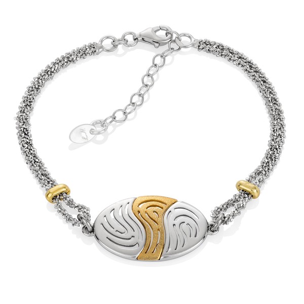 LILLY MARIE Ladies Silver Gold Plated Oval Bracelet Flexible Length