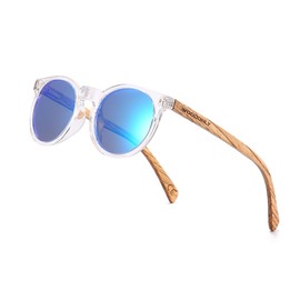 WOODONLY Wooden Round Polarised Sunglasses - Fashion Wooden Sunglasses for Men and Women Perfect Gifts, gray