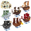 YCJZXMS 6-in-1 Pirate Ship Building Blocks Set, Mini Brick Pirate