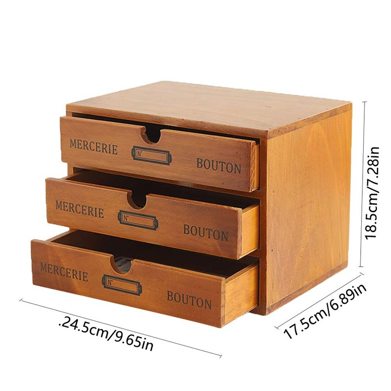 Willcome Wooden Storage Box with Drawers Portable Wooden Desktop Organizer