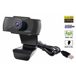 Diamond Webcam with Microphone, USB Full HD 1080P Webcam for Desktop & Laptop, Live Streaming HD Video & Audio,Wide View Angle. Plug&Play., Black
