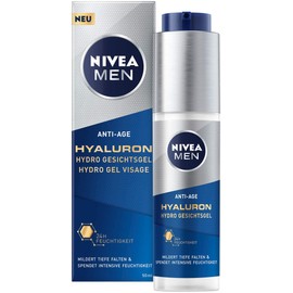 Nivea Men Anti-Age Hyaluronic Hydro Face Gel (50 ml), Moisturising Gel Reduces Even Deep Wrinkles, Fast Absorbing Face Care with Hyaluronic