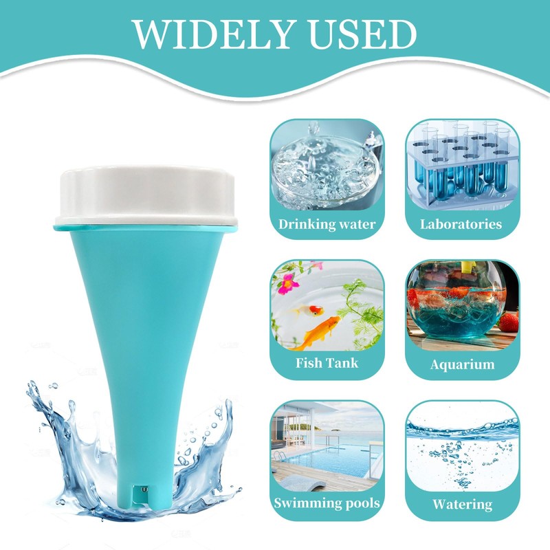 Qivine Pool Thermometer Wirelesss, 6 in 1 PH/ORP/EC/TDS/Temperature/Chlorine Meter WiFi