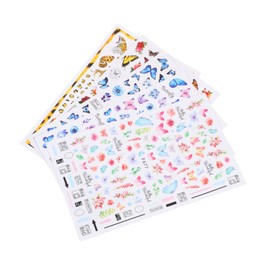 Healeved 5 Sheets Vintage Butterfly Rose Nail Stickers DIY Art Decals for Fake Nails